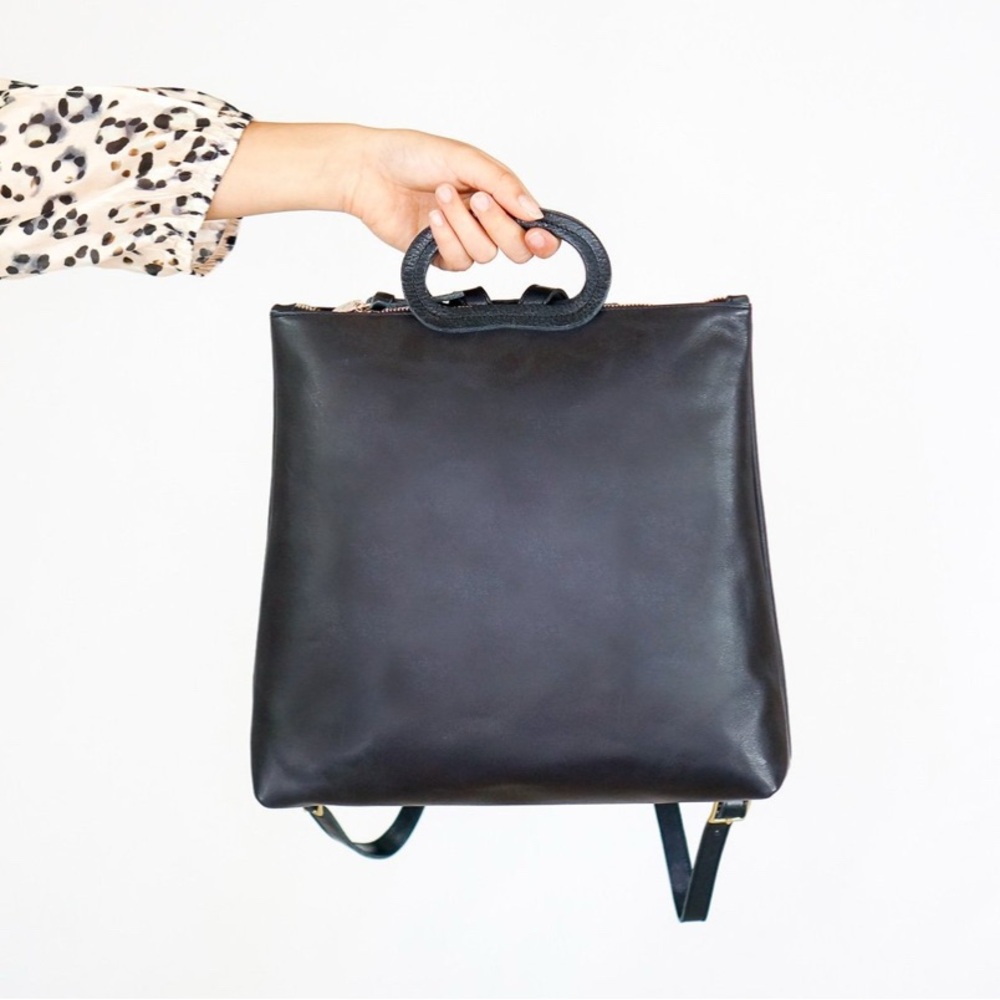Clare V Marcelle Black Leather Backpack Bag - Picture 6 of 12